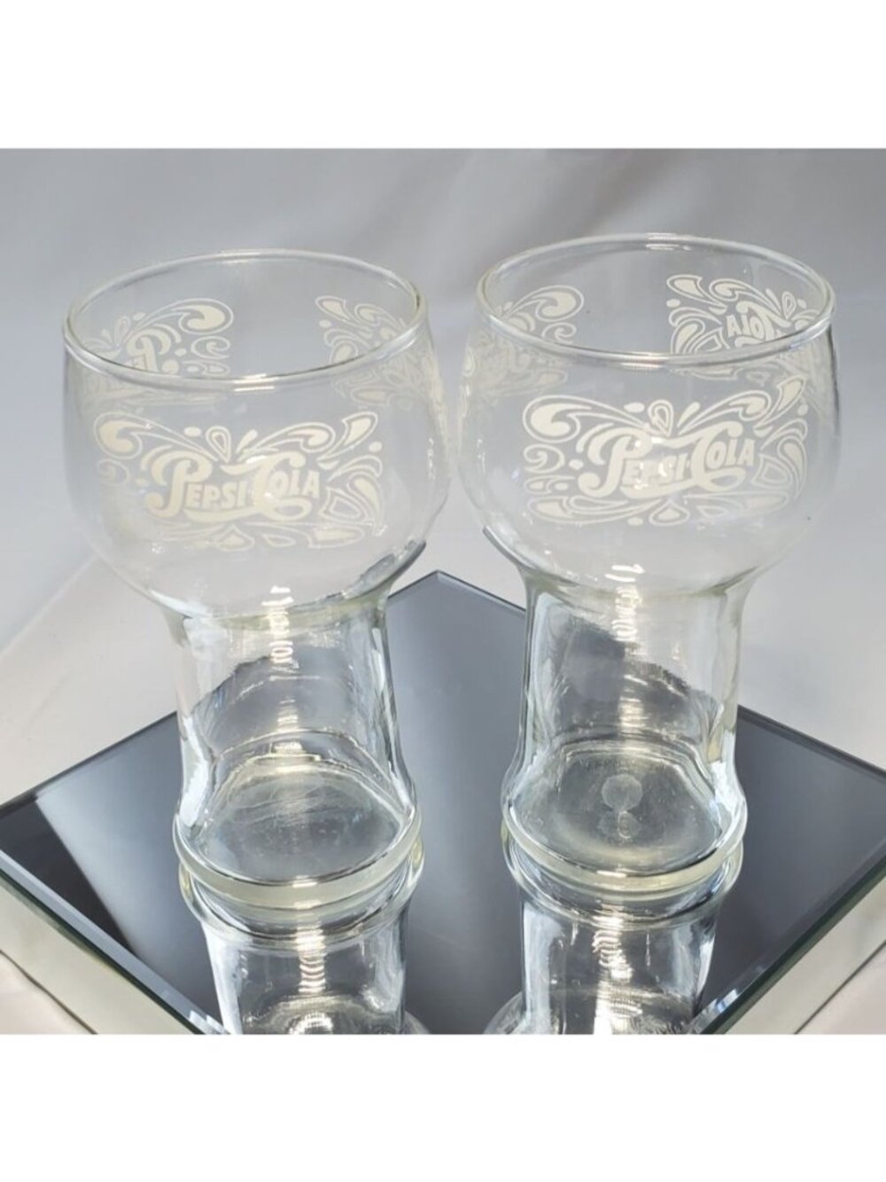 Vintage Pepsi Cola Drinking Glasses Clear Retro16 oz with 1906 Logo - Set of 2